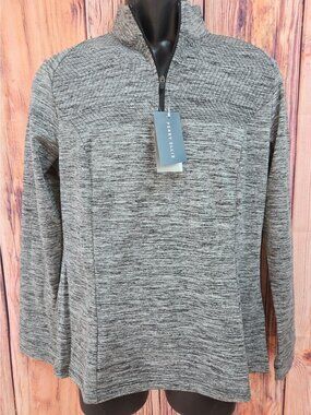 Perry Ellis Women's Gray Heather Athletic 1/4-Zip Medium NWT